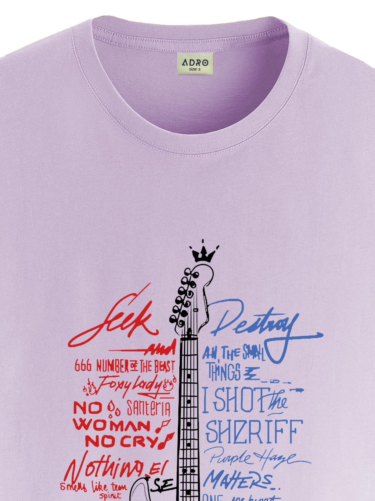 ADRO Guitar Design Printed T-Shirt for Men - 100% Cotton, Regular Fit, Soft Breathable Fabric | RN23-M-GTR-PU