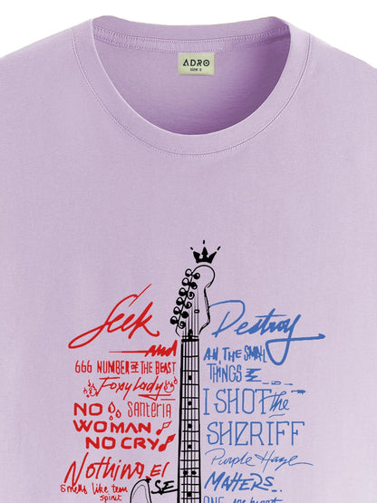 ADRO Guitar Design Printed T-Shirt for Men - 100% Cotton, Regular Fit, Soft Breathable Fabric | RN23-M-GTR-PU