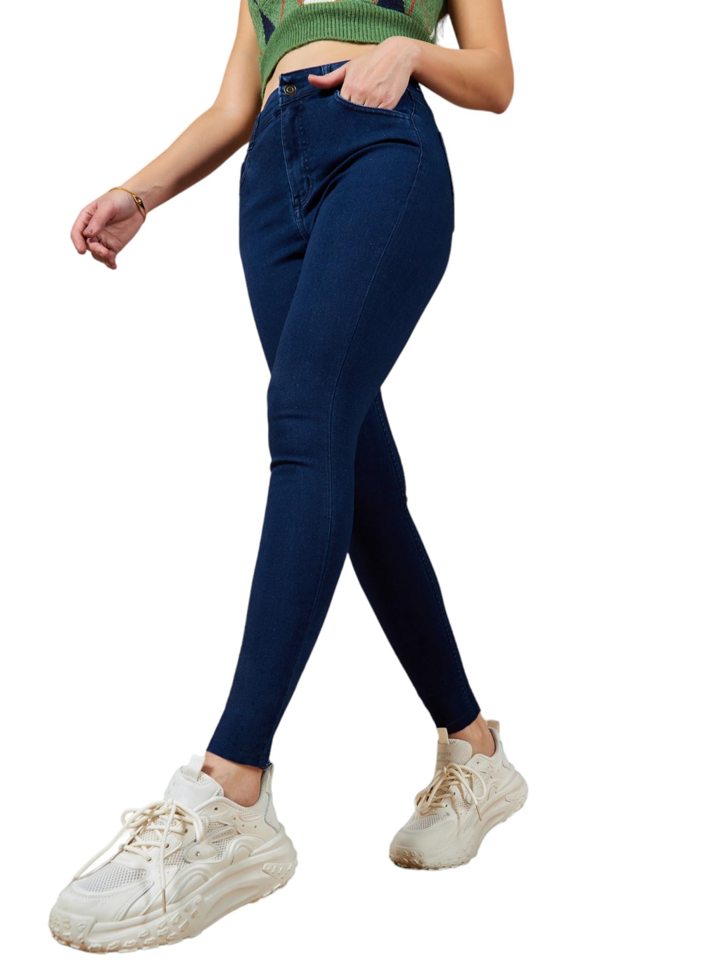 Miss Chase Womens Skinny High Rise Clean Look Regular Stretchable Denim Jeans (MCAW21DEN52-02-71-38, Navy Blue, 38)