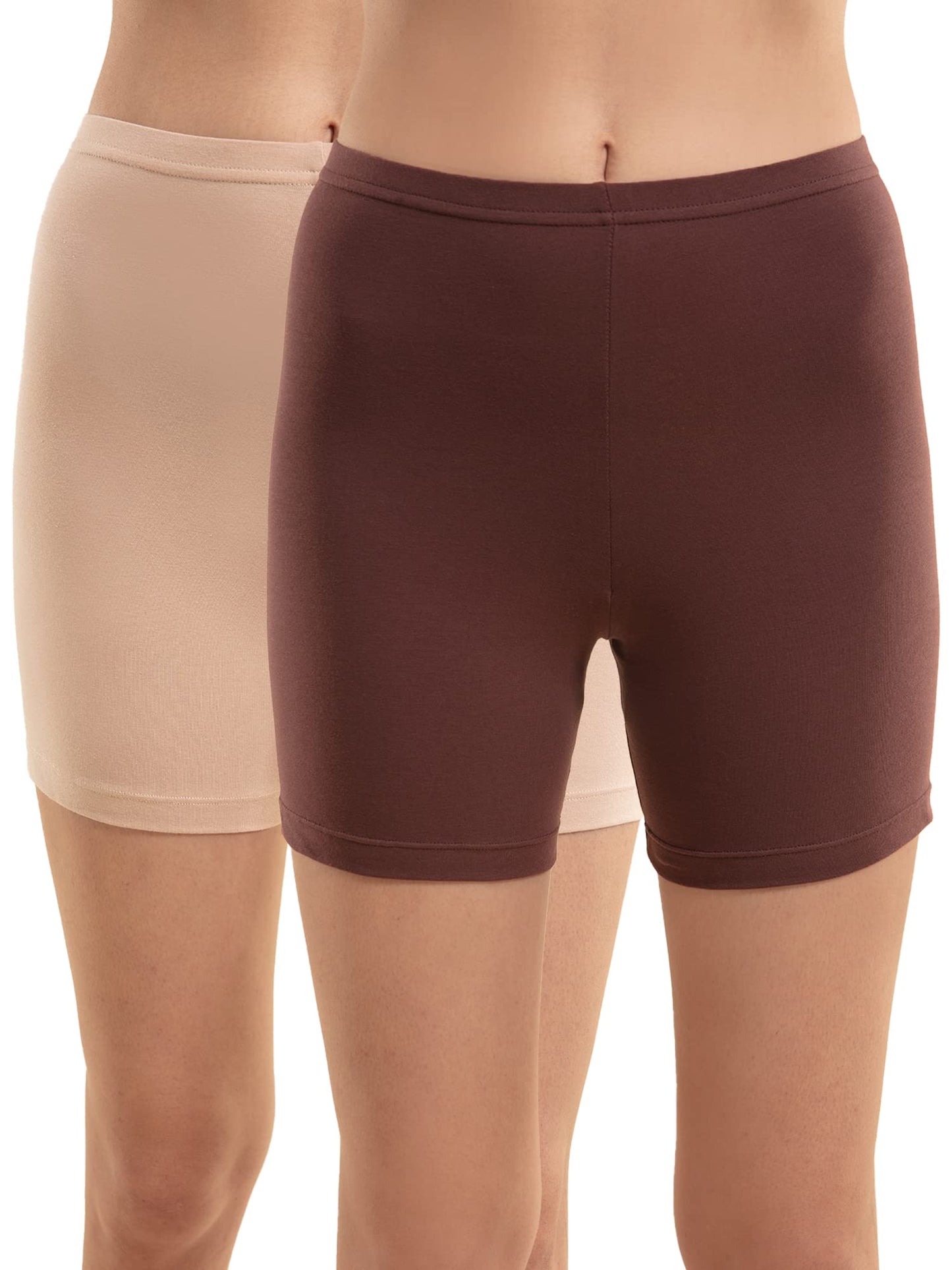 Nykd (Nyp083 Po2 Cotton Stretchable Cycling Shorts For Women | High Waist Shorties With Full Coverage & Concealed Waistband | Id