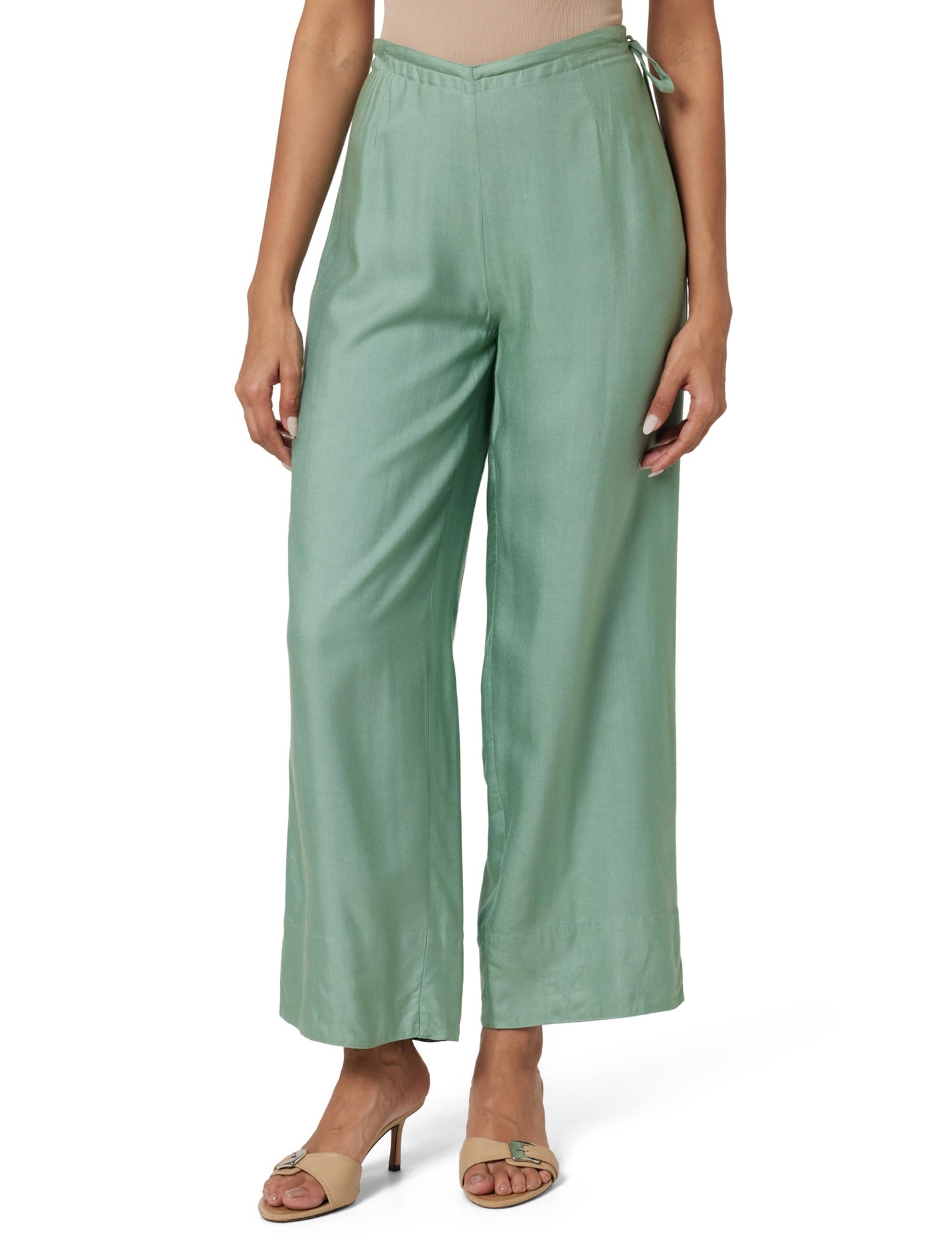 Fabindia Women Tussar Ijar Pant Viscose_Xs Green
