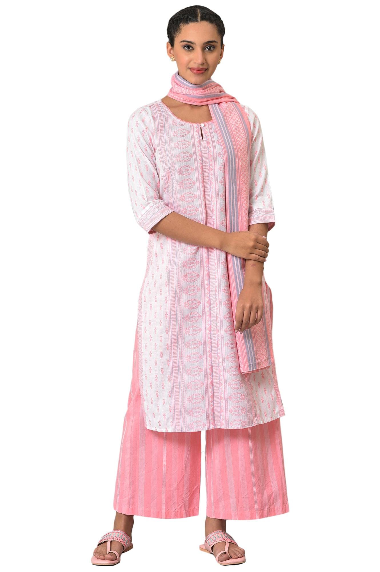 Pink Cotton Summer Plus Size Kurta Set