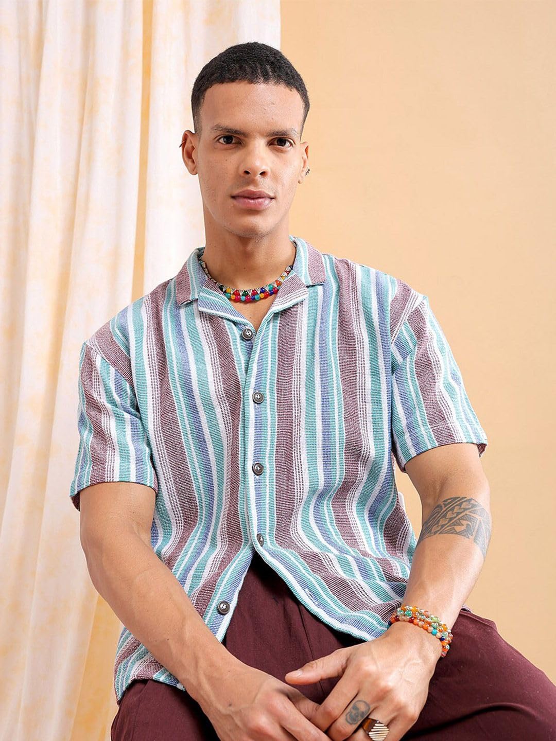 The Indian Garage Co Mens Relaxed Fit Shirt (0923-SHMKRS-04-01_Black