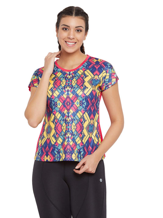 Clovia Womens Activewear Sports Short Sleeve T-Shirt (AT0130T14_Pink_S)