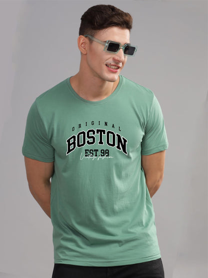 ADRO Mens Printed T Shirt - Premium Cotton Graphic Printed Tshirt - Pista T-Shirt - RN24-BOST-PT