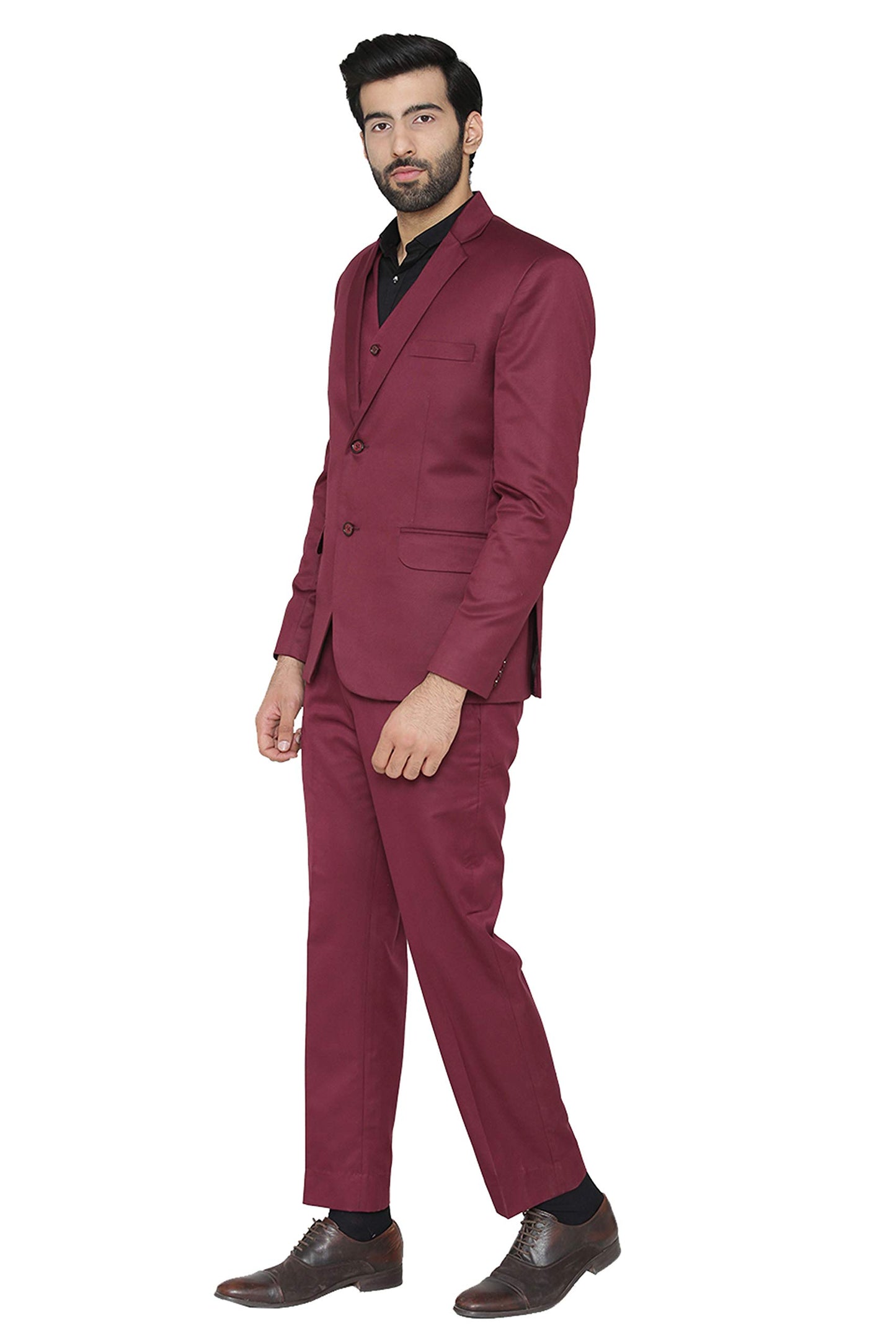 WINTAGE Mens Polyester Cotton and Evening 3 Pc Suit : Purple