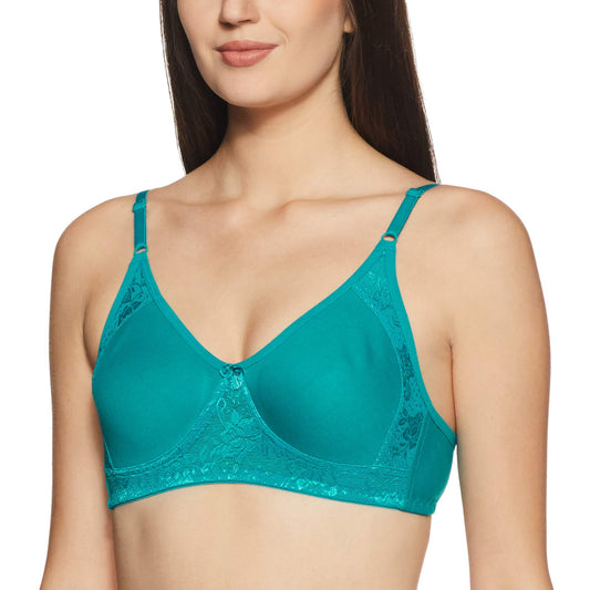 Clovia Women Cotton Non-Padded Wire Free Full-Coverage Bra (Br1244P1734B_ Green_ 34B)