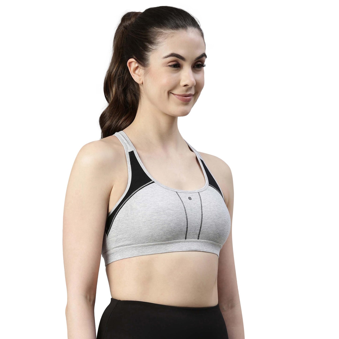 Enamor SB08 Racer Back Medium Impact Cotton Bra - Padded, Wirefree & High Coverage