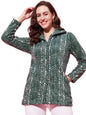 Modeve Women Printed Full Sleeve Olive Jacket For Winter