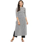 Idalia Black And White Dotted Stripes Straight Cotton Kurta For Women