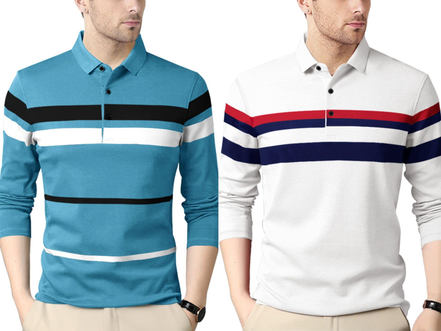 Noble Monk MenS (Combo Pack Of 2) -Regular Fit Polo T Shirt |Full Sleeves T-Shirt