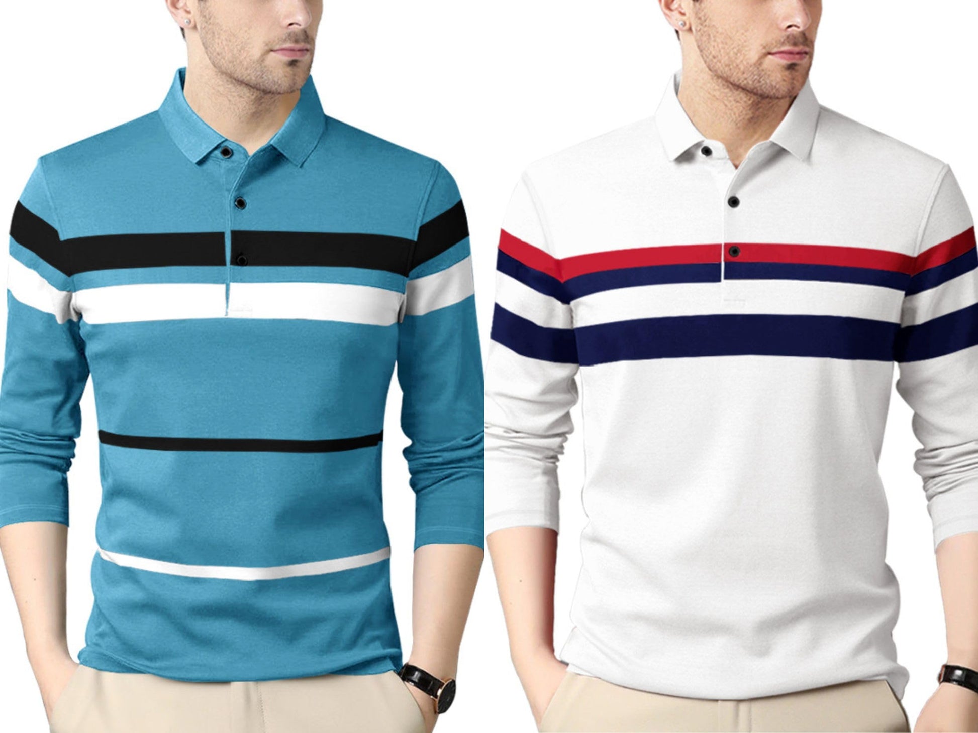 Noble Monk MenS (Combo Pack Of 2) -Regular Fit Polo T Shirt |Full Sleeves T-Shirt