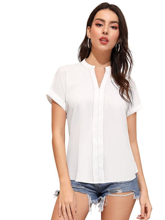 Toochki White Rayon Short Shirt top for Women in