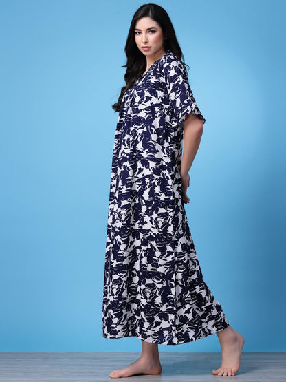 OOMPH! Cotton Blend Nighty for Womens | Night Gown | Nighty | Nightdress | Maxi Dress | Sleepwear | Gown for Women | Nighties |
