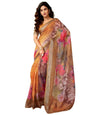 Satrani WomenS Linen Zari Border Printed Ready To Wear One Minute Pre Pleated Readymade Saree With Unstitched Blouse Piece (33R