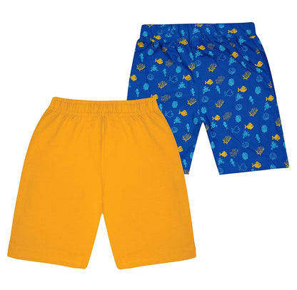 Kyda Kids 100% Cotton Printed Shorts For Boys And Girls - Multicolor Shorts Fo Unisex Kids (Pack Of 2)