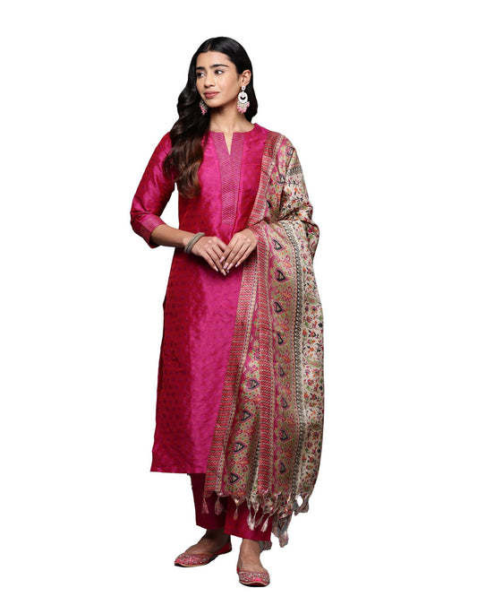 Varanga WomenS Silk Blend Kurta Set (Vskd32018_Vardup022_Pink