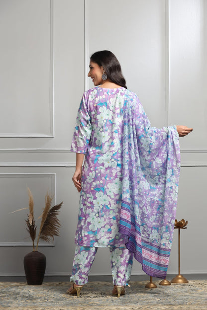 Leriya Fashion Cotton Alia Cut Kurta Set For Women| Alia Cut Anarkali Set For Women Embroidery Kurta Set For Women| Kurta With P
