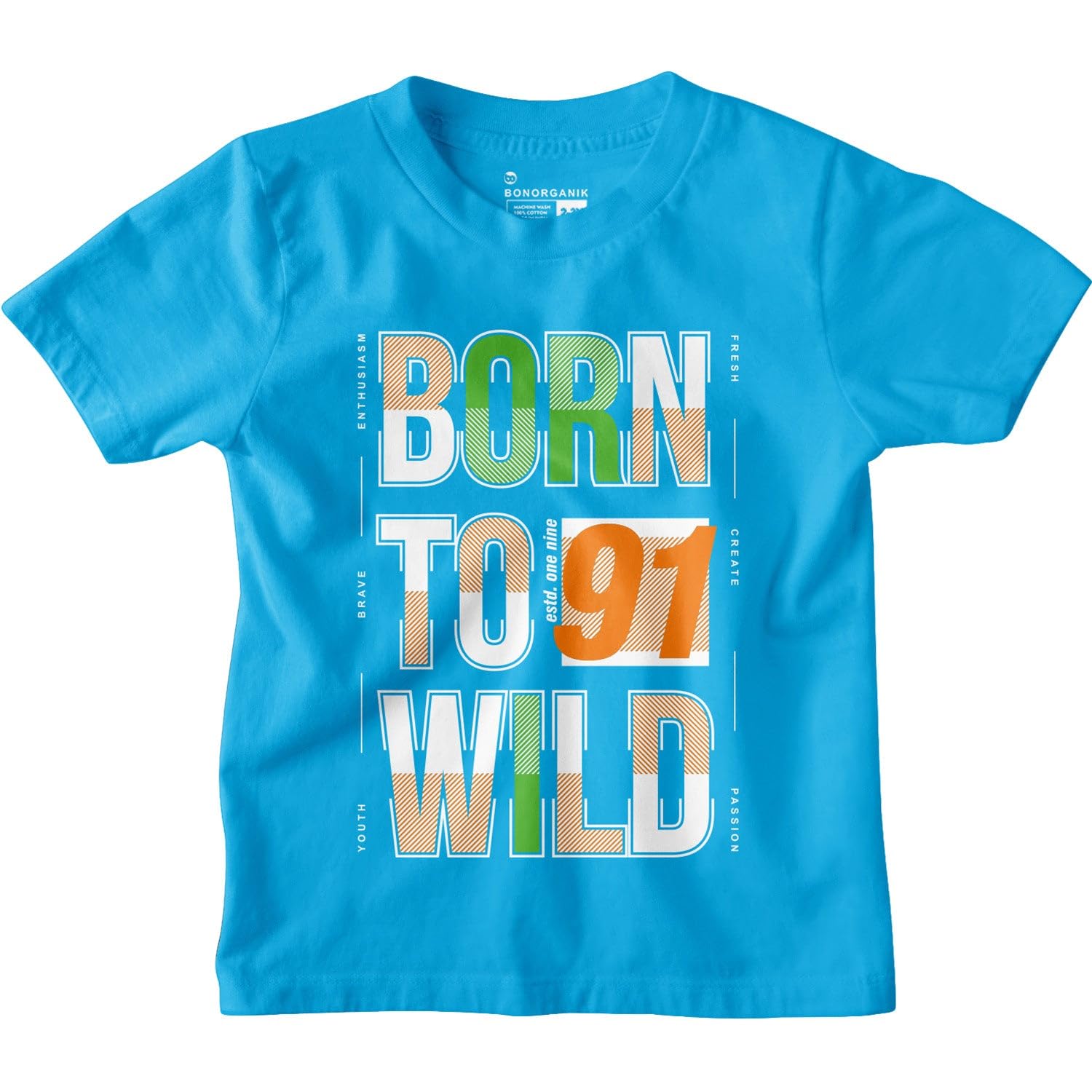 Bon Organik Boys Regular Fit T-Shirt (BON12169_Turquoise Blue