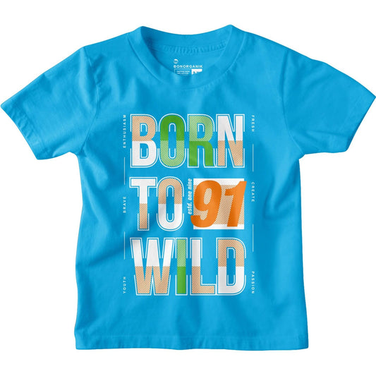 Bon Organik Boys Regular Fit T-Shirt (BON12169_Turquoise Blue