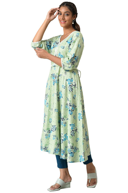Aurelia WomenS Viscose Regular Kurta (22Aua13369-505802_Green