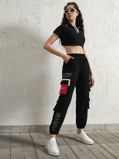 Hubberholme Women Black Smart Casual Summer Cotton Regular Fit Solid Trousers_23
