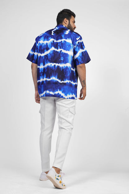 Brown Culture MenS Cotton Blend Abstract Print Shirt With Spread Collared Half Sleeves Standard Length And Button Down Closure