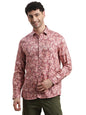 Turtle Men Cotton Tencel Slim Fit Light Maroon Printed Party Shirt