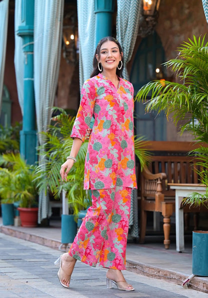 Leriya Fashion Women Ethnic Kurta Set | Cotton Blend Kalista Co-Ord Set | Casual Wear Pant Top Set | Fancy Pajama Set | Pack Of