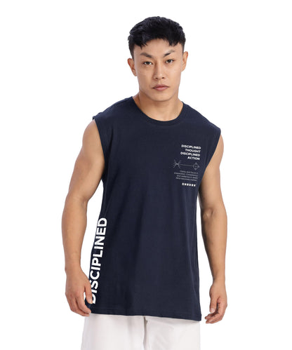 SHODOX Mens 100% Cotton Tank Tops Round Neck Sleeveless Sports Loose fit Vest (Pack of 1)
