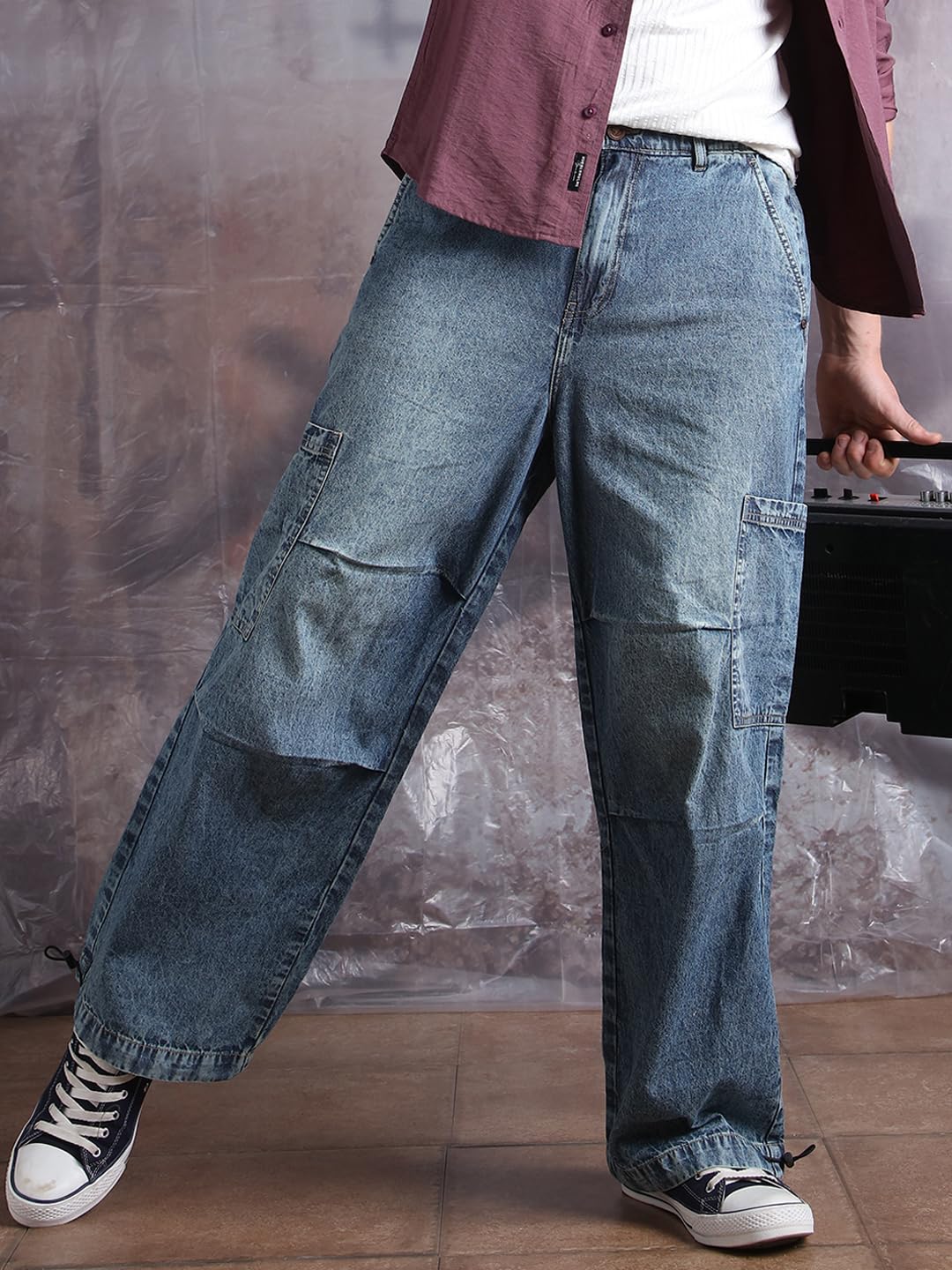 Hubberholme Men Cotton Washed Baggy Mid-Rise Jeans 9