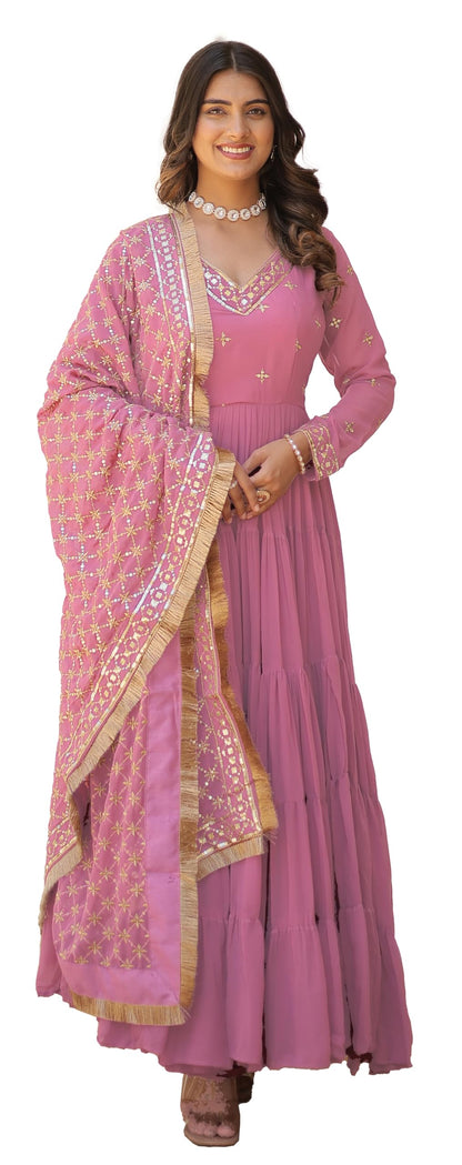 Fashion Basket WomenS Georgette Anarkali Dress Pink