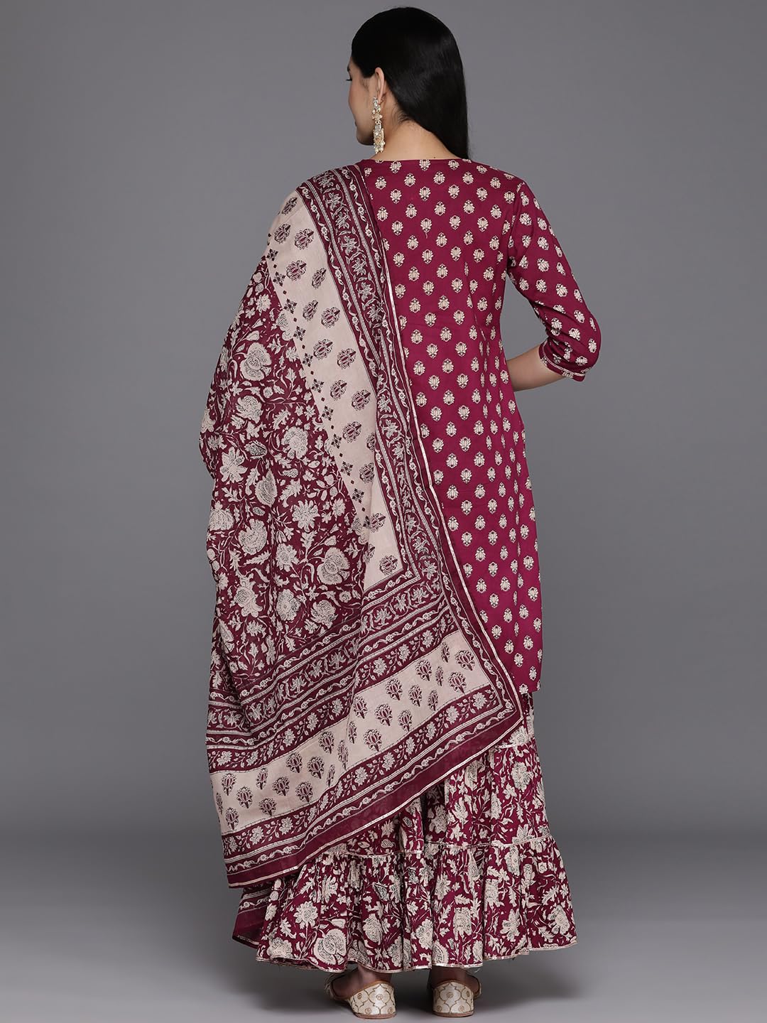 Libas WomenS Pure Cotton Kurta Sets (34512_Burgundy