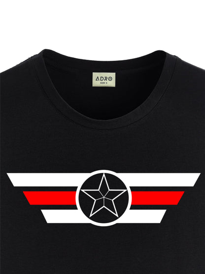 ADRO Tshirt for Men | Printed T Shirt for Men | 100% Cotton T-Shirt |Printed T Shirt | T-Shirts | RN24-CAP-BL