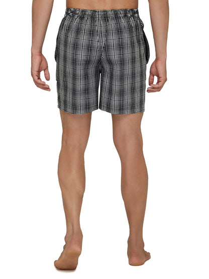 XYXX Mens Super Combed Cotton Checkmate Boxer Shorts Elasticated Waist, Drawstring | Loungewear for Men Pack of 2 (L; Black & W