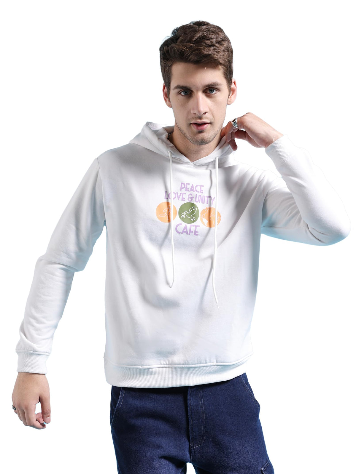The Indian Garage Co Mens Polyester Hooded Neck Hoodie