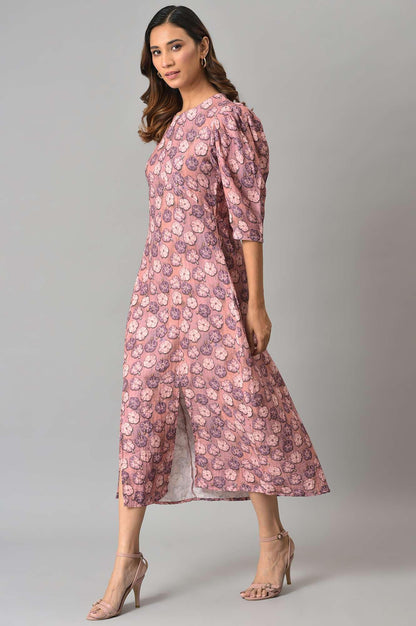 W For Woman WomenS Cotton Pink Floral Printed Vaccy Dress Ankle Length 22Now18466-119646