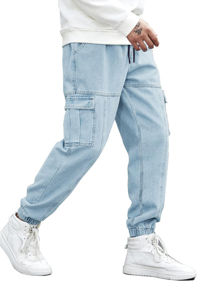 Noble Monk MenS Baggy Fit Jeans | Cargo Pocket | Denim Jeans | Streachable Jean For Men Indigo