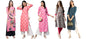 ANNI DESIGNER Women's Crepe Straight Printed Kurta Pack of 5 (Crepe-Combo-NW_010)
