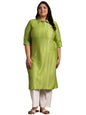 Extra Love By Libas Plus Size Womens Woven Design Cotton Straight Kurta For Women
