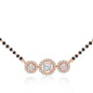 MINUTIAE Stylish Three Stone Pendant Necklace Black Beads Mangalsutra For Women With Extendable Chain (Rose Gold)