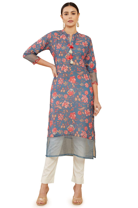 Soch Women's Crepe Floral Regular Dress Shirt