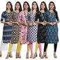 Pinkmint Festival Wear Printed Crepe KurtiS For WomenS Ll Ethnic Kurti Ll Comfortable Kurti (Pack Of 6)