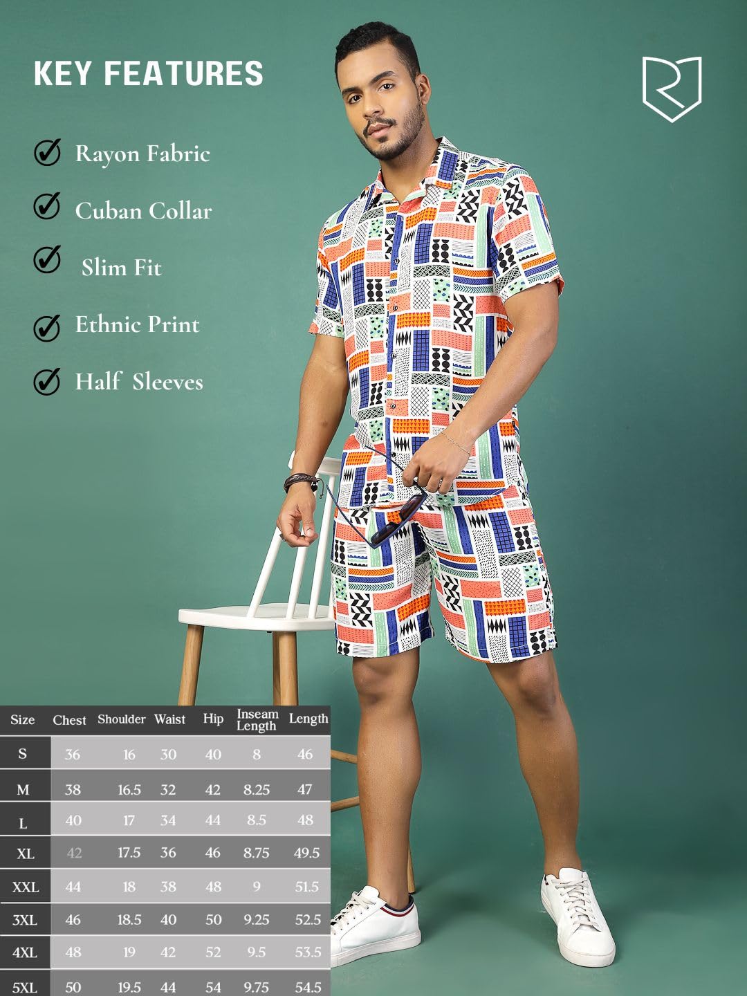 Rigo Printed Co-Ord Set For Men | Casual Shirt & Shorts Night Suit | Lounge-Wear Nightdress Pajama Set | Night, Beach, Vacation