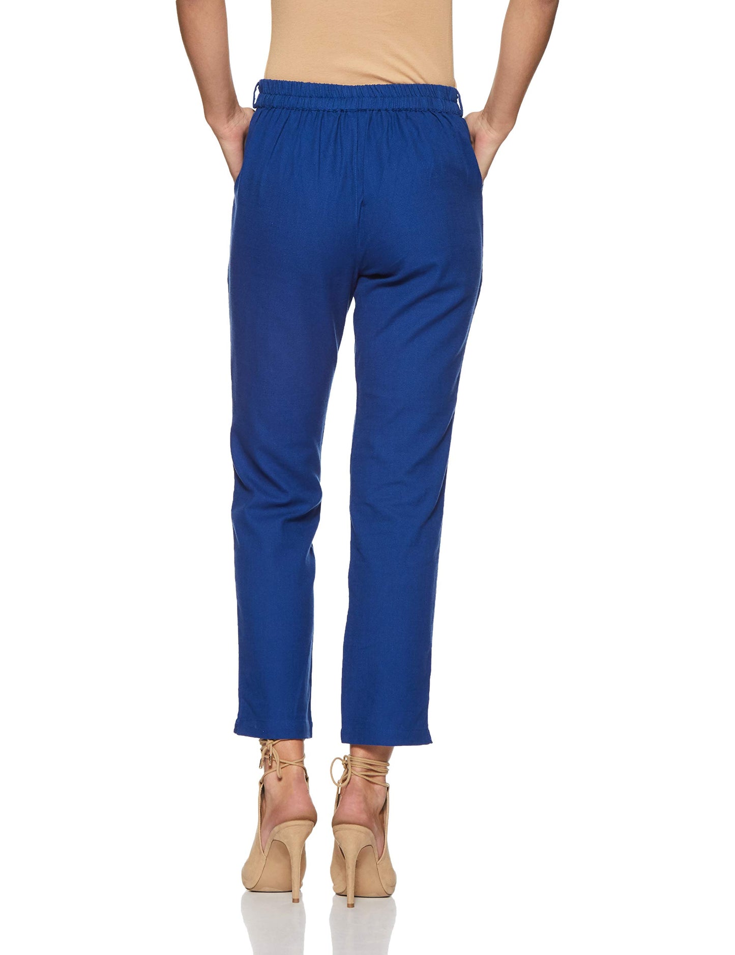 Digital Shopee Cotton Flex Ankle Length Trouser Pants For Women Royal Blue