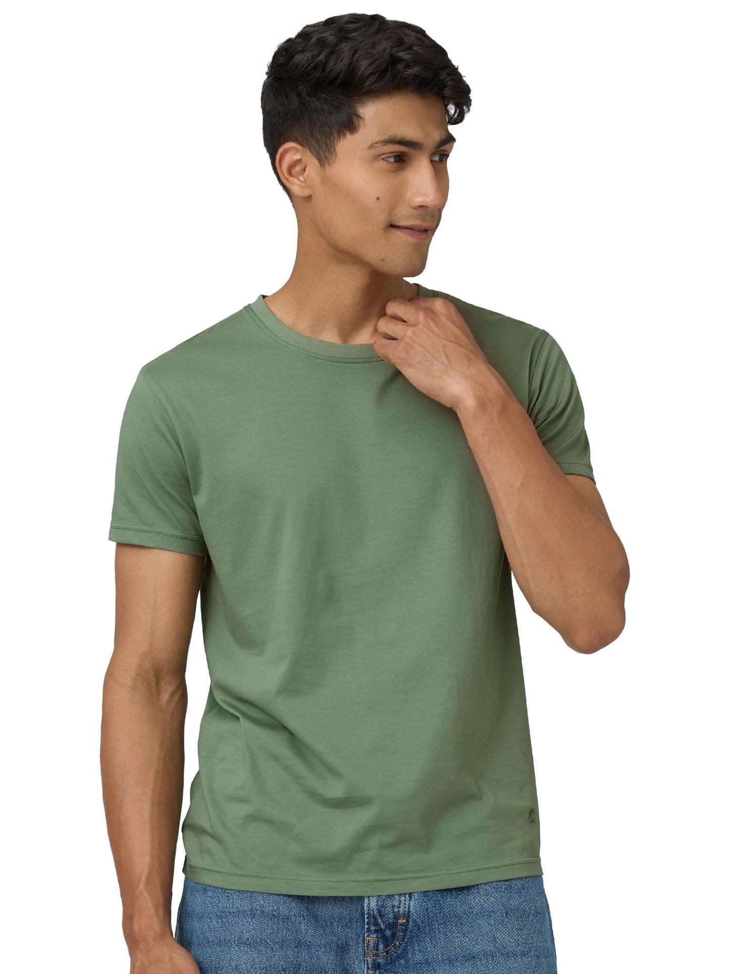 XYXX Mens Solid Regular Fit T-Shirt (XY_CR15_Tshirt_1_Sage Green