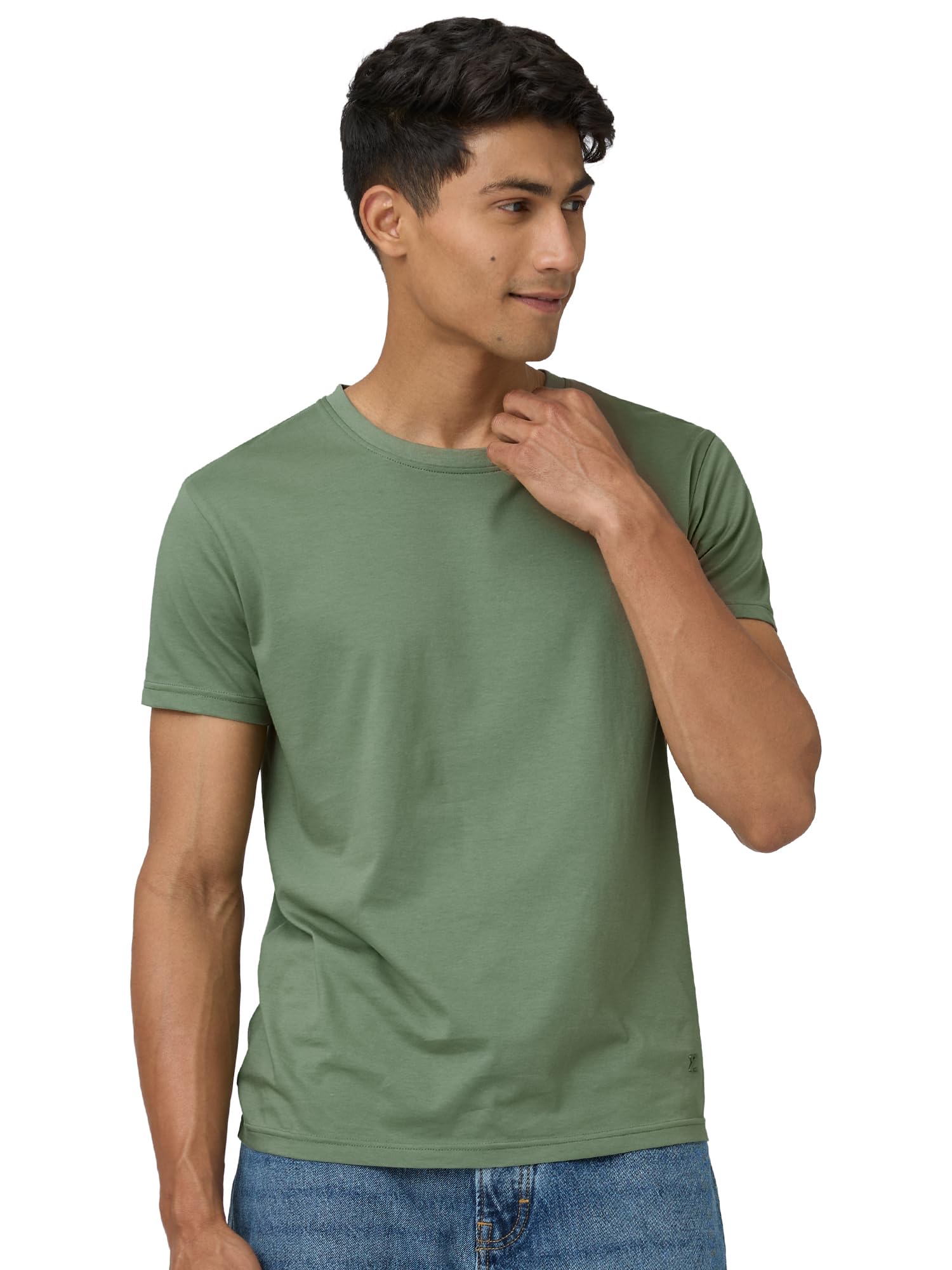 XYXX Mens Solid Regular Fit T-Shirt (XY_CR15_Tshirt_1_Sage Green