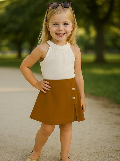 A.T.U.N. (ALL THINGS UBER NICE) Girls Stylish Two Piece Outfit Set with Sleeveless Tank Top and Skort | Casual Summer Clothing