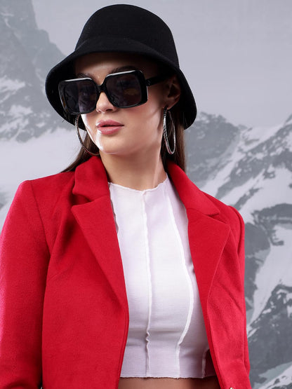 Kotty WomenS Longline Tailored Sleek & Sophisticated Layering Piece Coat (Red,S)