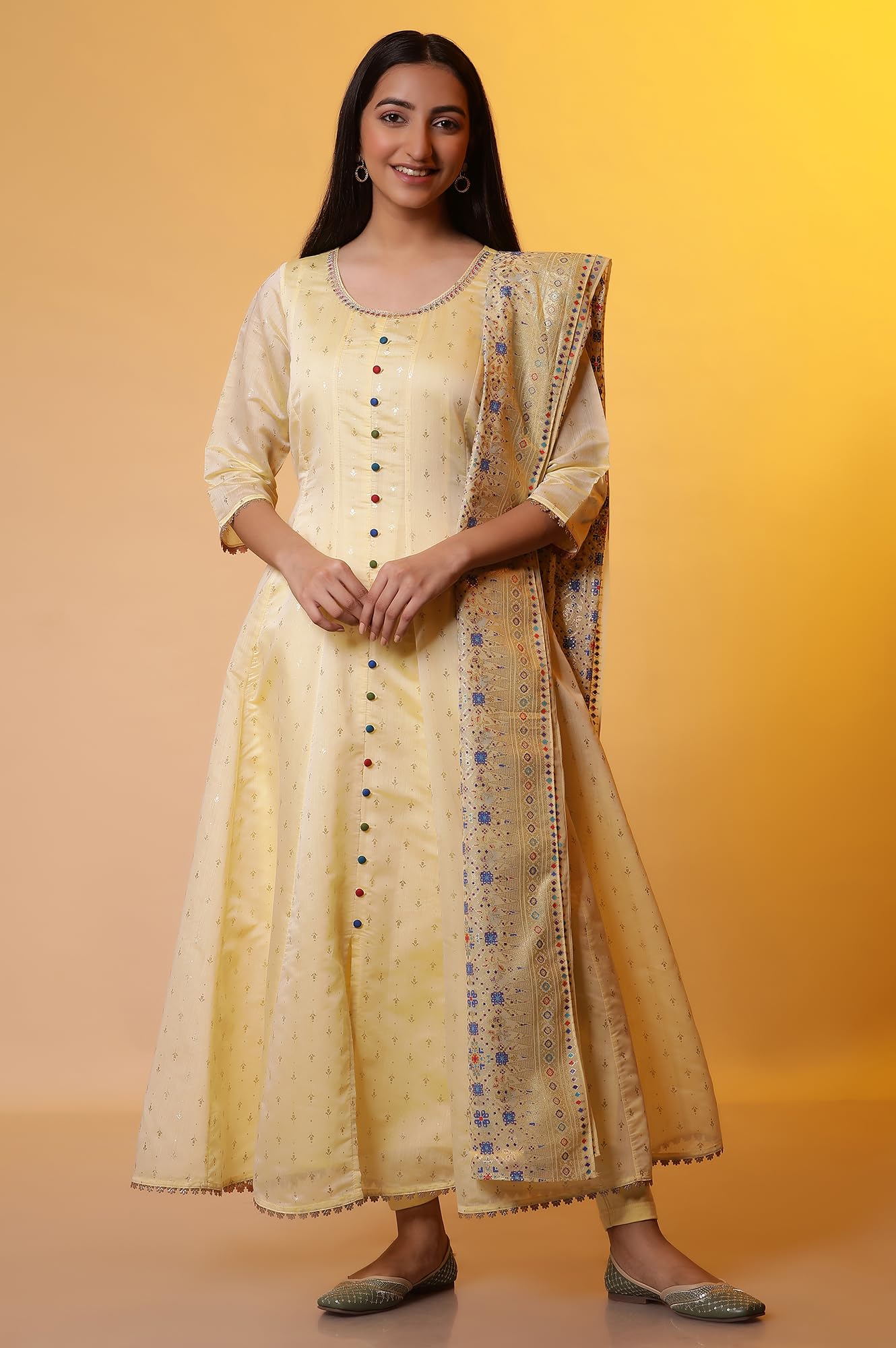 Aurelia Women's Floral Print Rayon Kurta Set with Tight & Dupatta